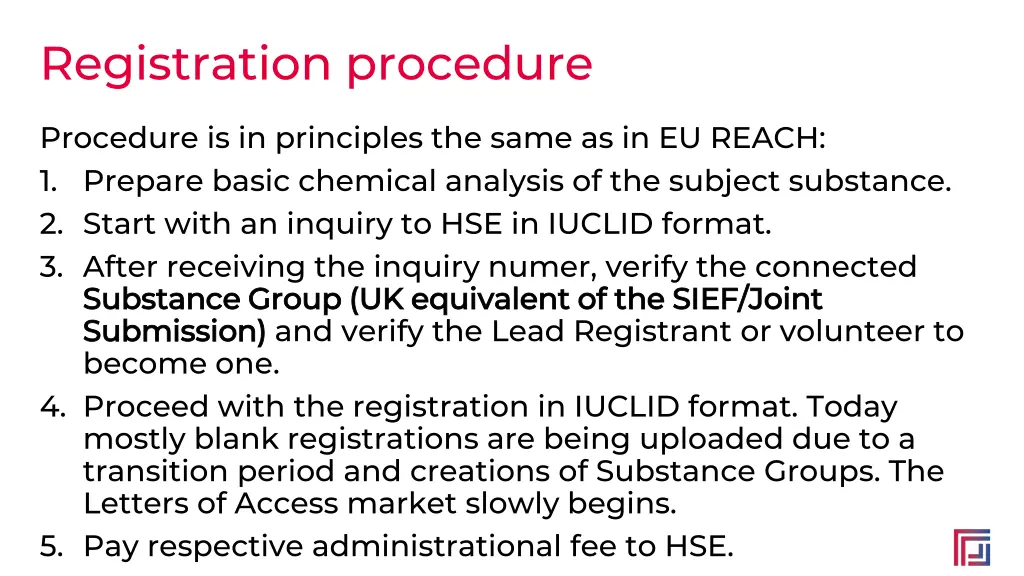 registration procedure