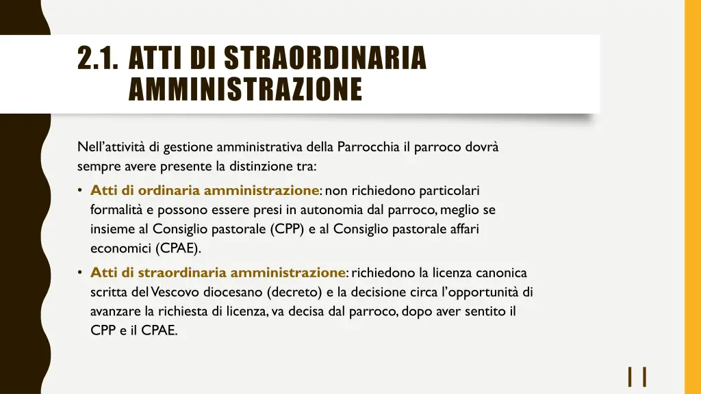 2 1 atti di straordinaria amministrazione
