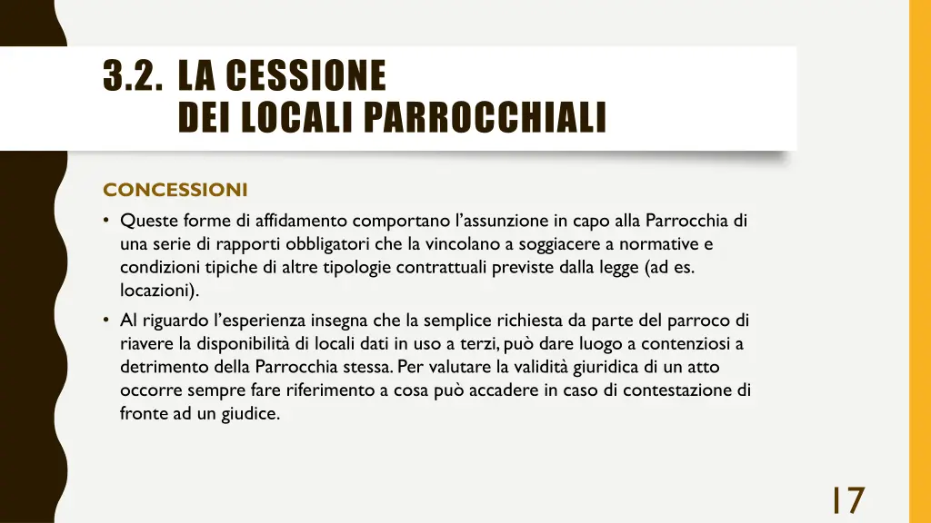 3 2 la cessione dei locali parrocchiali