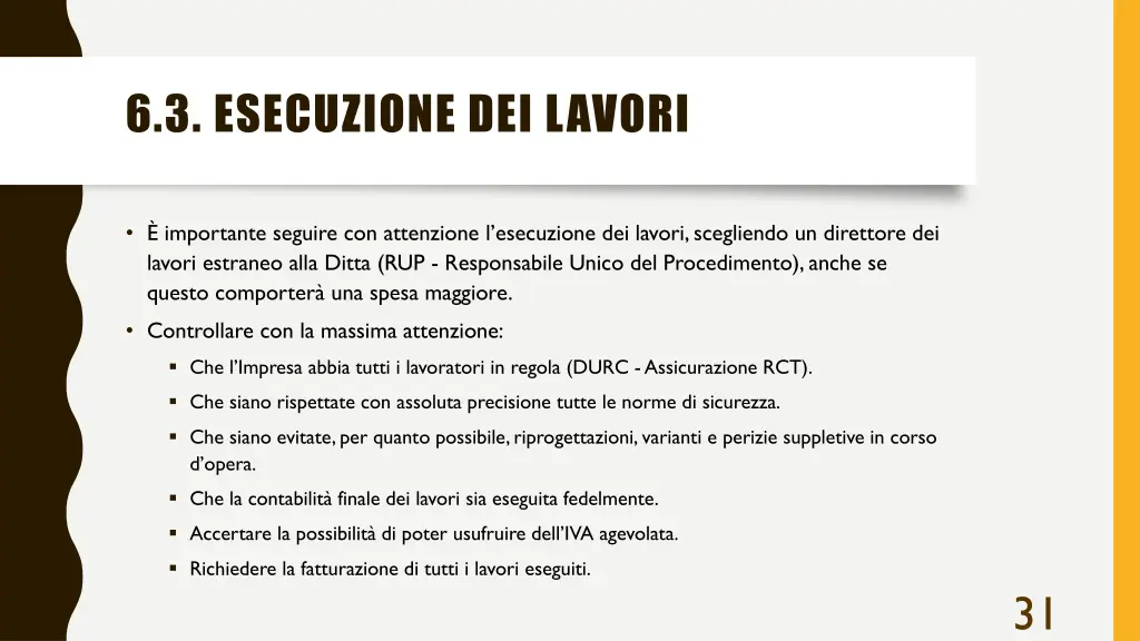 6 3 esecuzione dei lavori