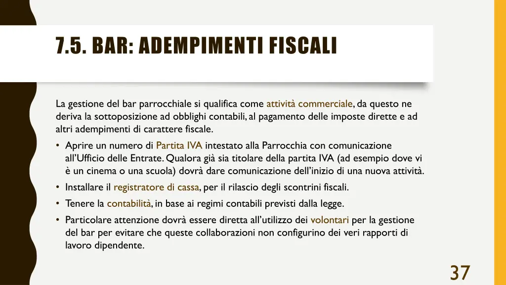 7 5 bar adempimenti fiscali