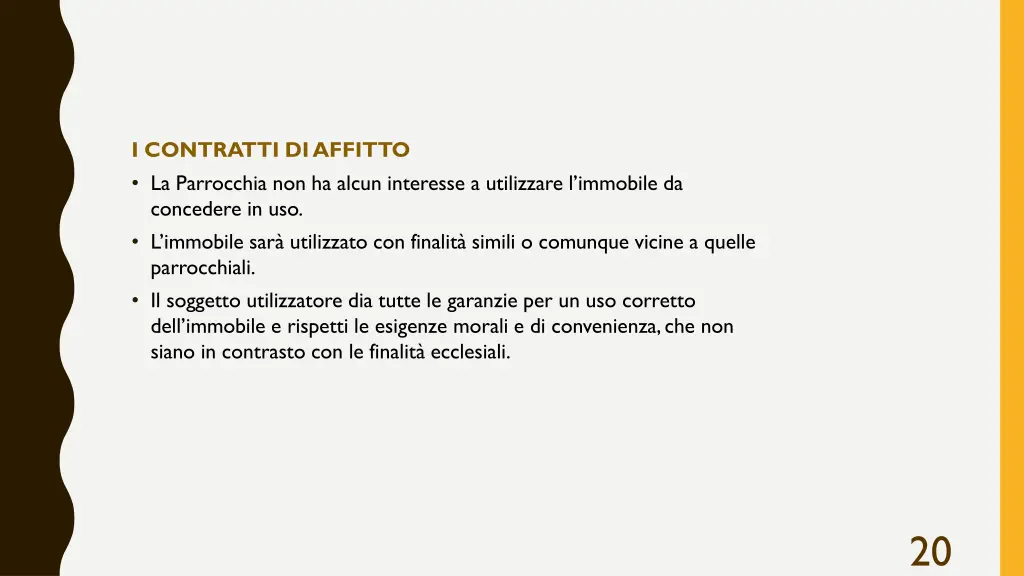 i contratti di affitto la parrocchia non ha alcun
