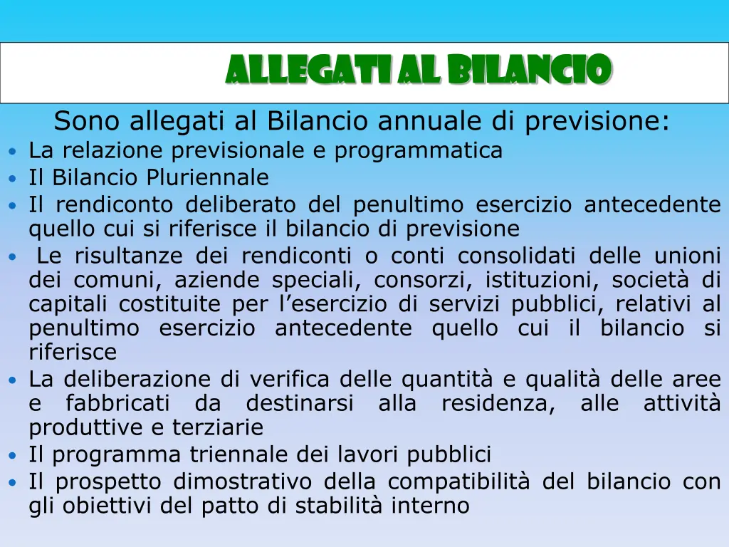allegati al bilancio allegati al bilancio