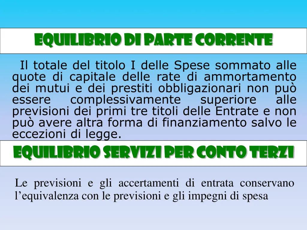 equilibrio equilibrio di parte corrente di parte
