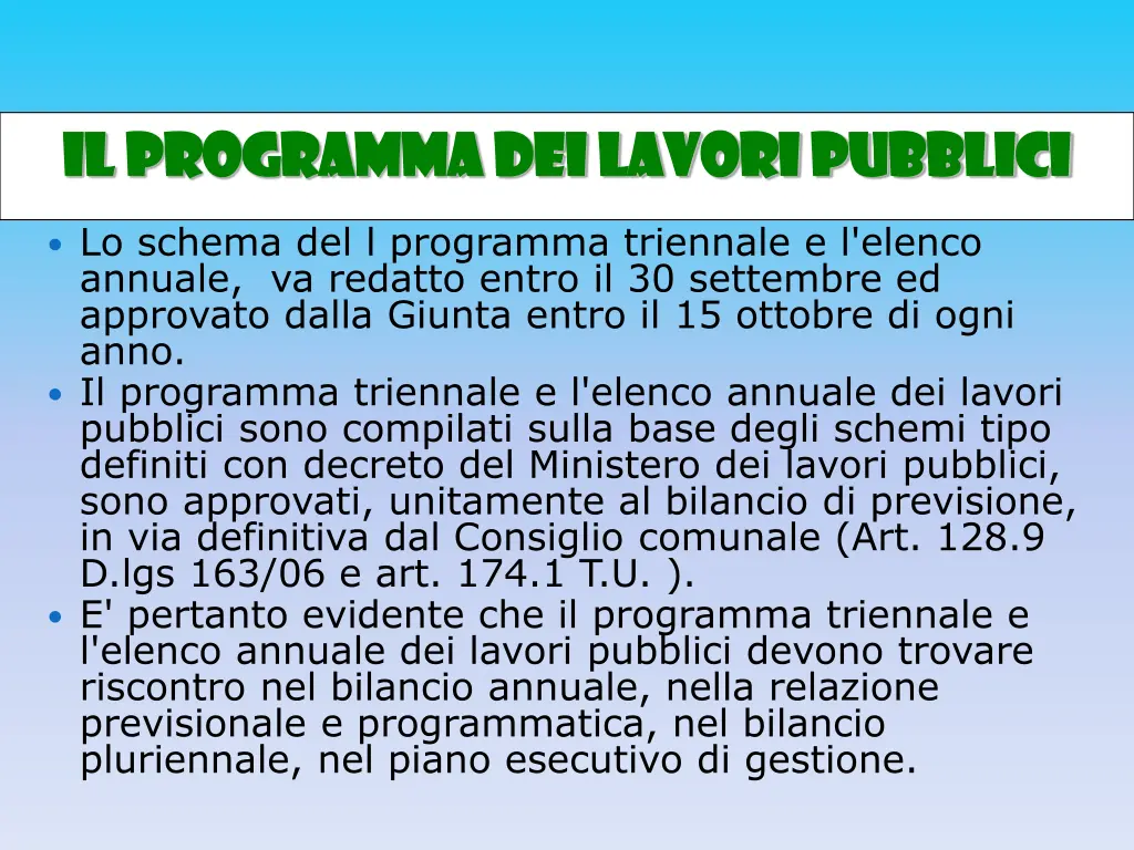 il il programma dei lavori pubblici programma 2