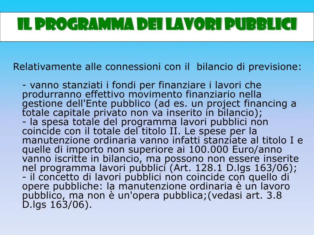 il il programma dei lavori pubblici programma 3