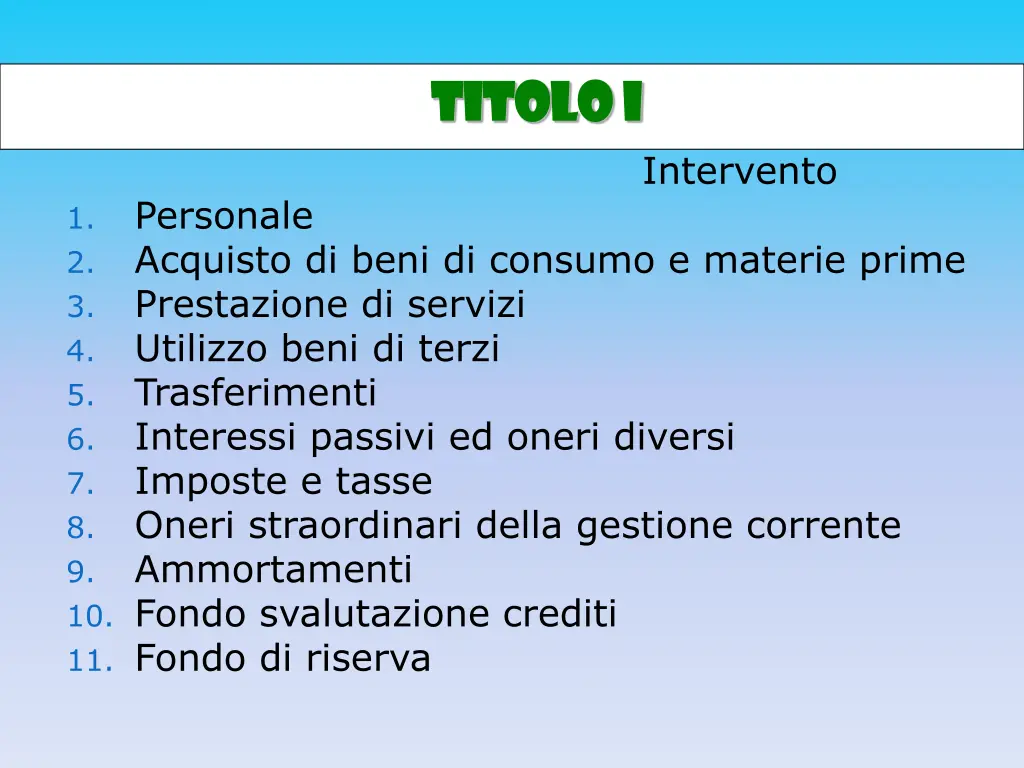 titolo i titolo i 1