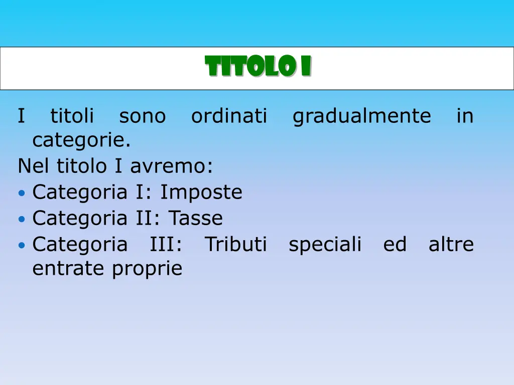 titolo i titolo i