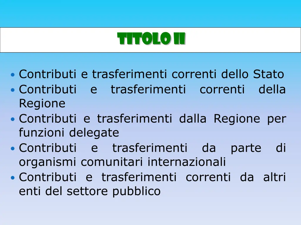 titolo ii titolo ii