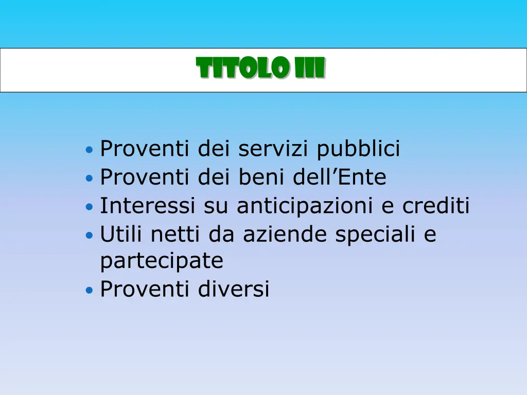 titolo iii titolo iii