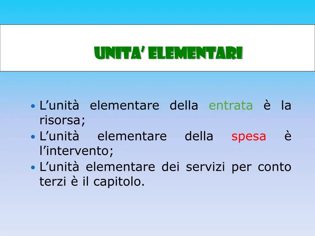 unita unita elementari elementari