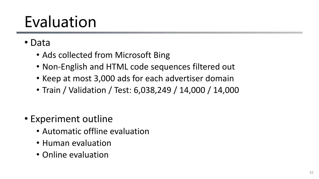 evaluation data ads collected from microsoft bing