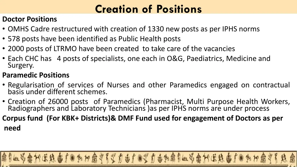 creation of positions