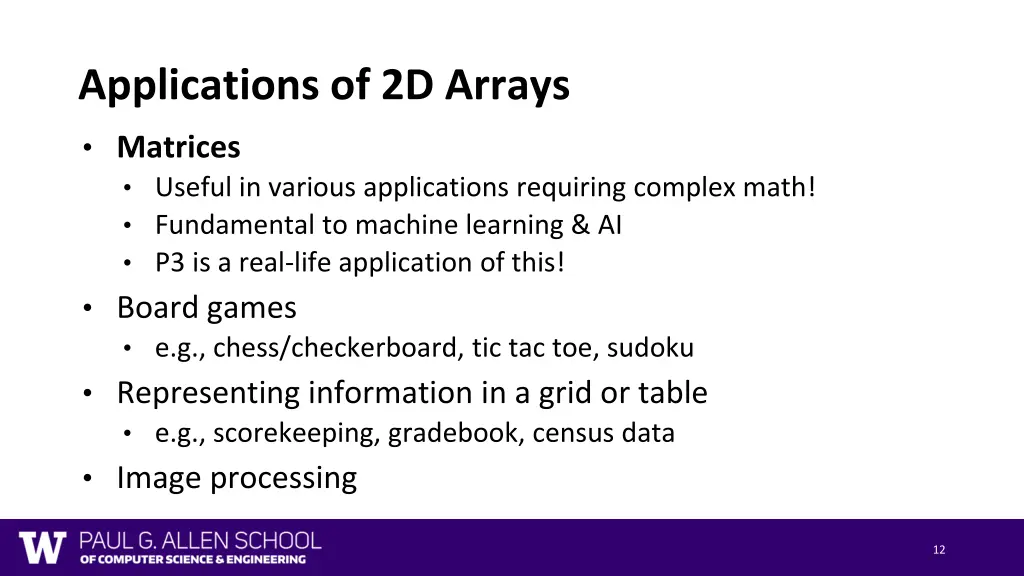 applications of 2d arrays