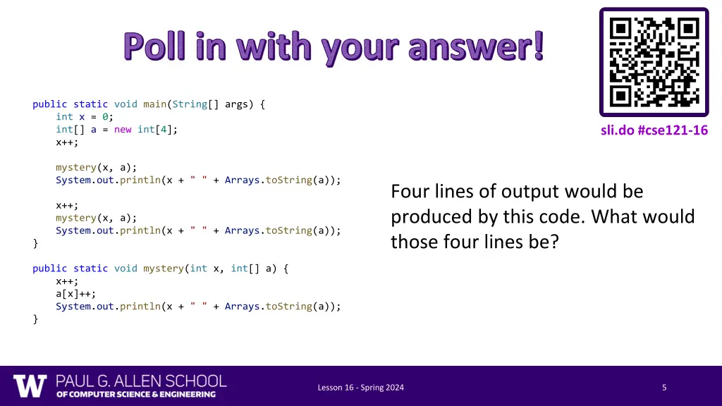 poll in with your answer