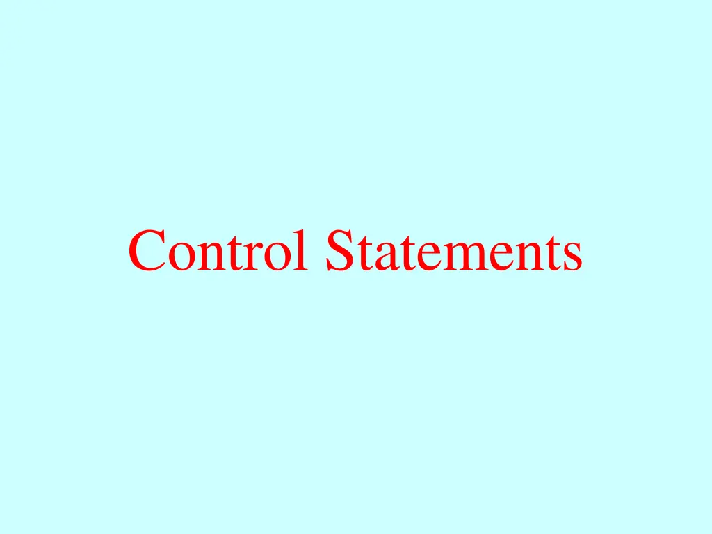 control statements 1