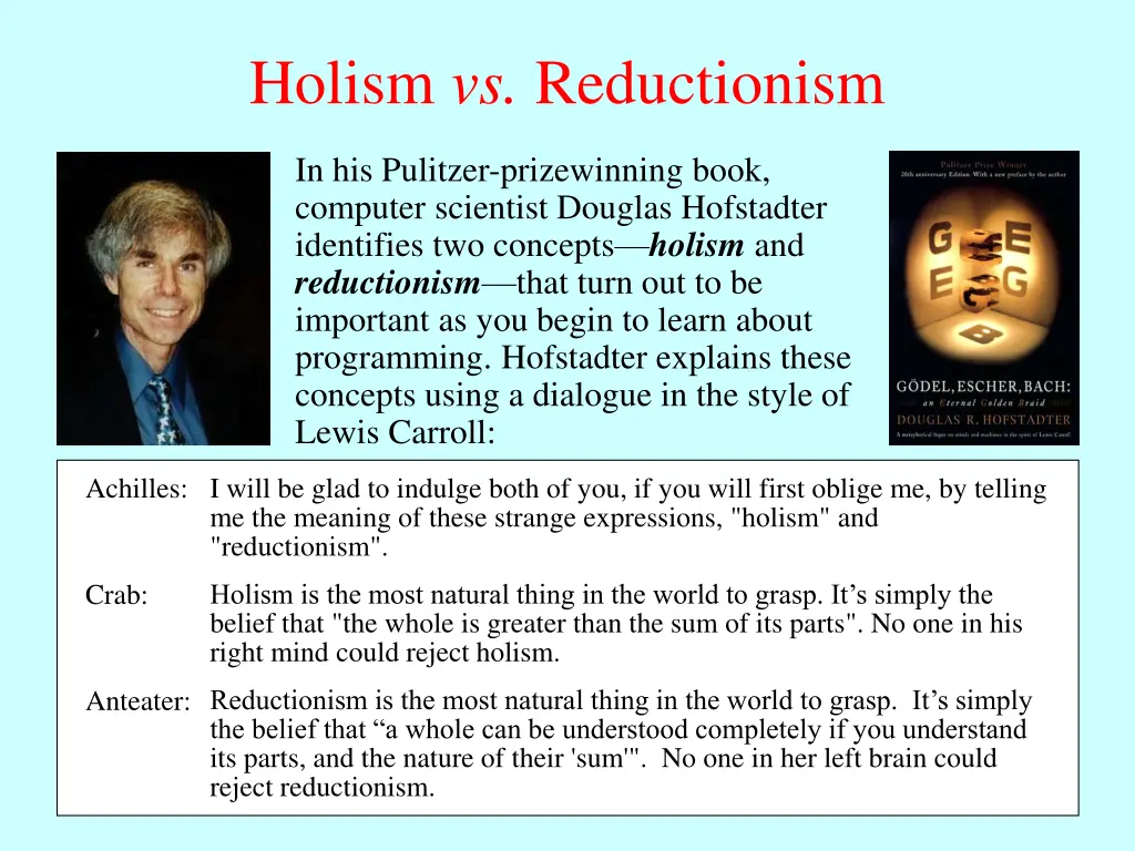 holism vs reductionism