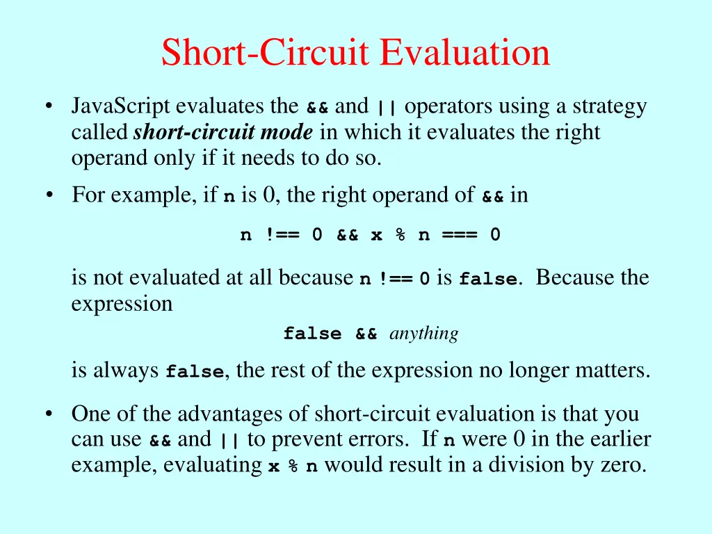short circuit evaluation