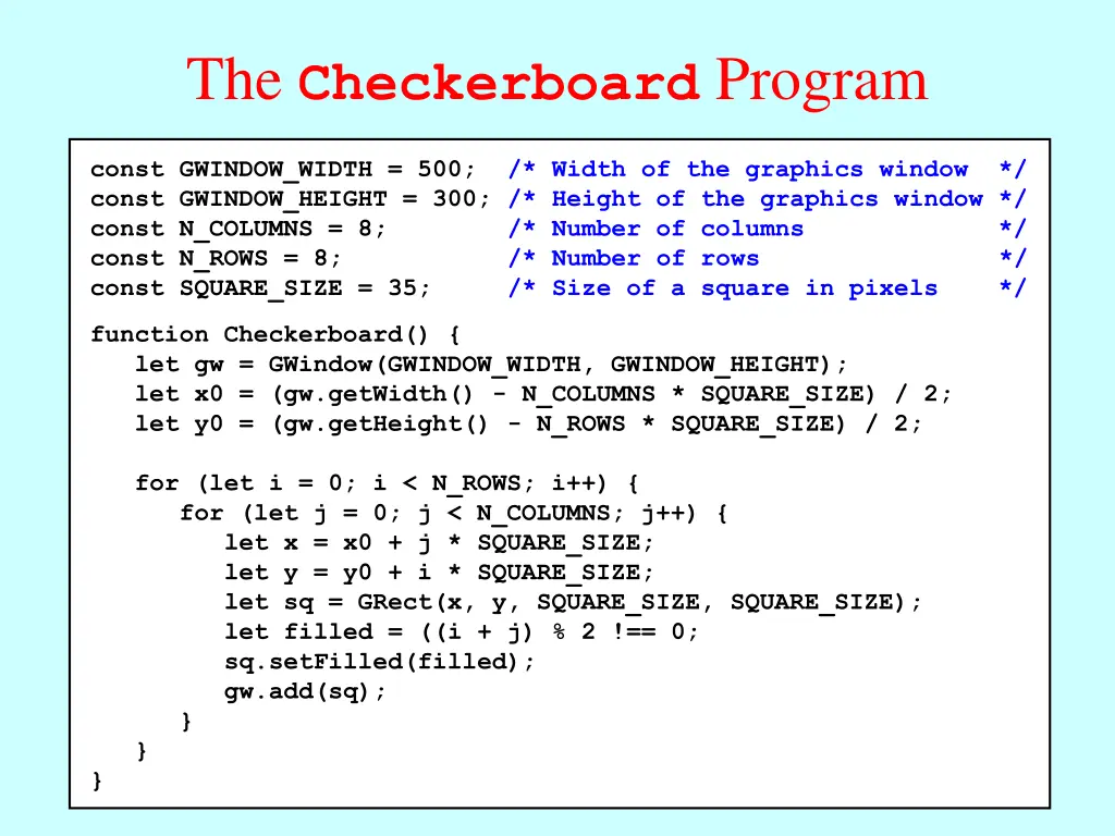 the checkerboard program