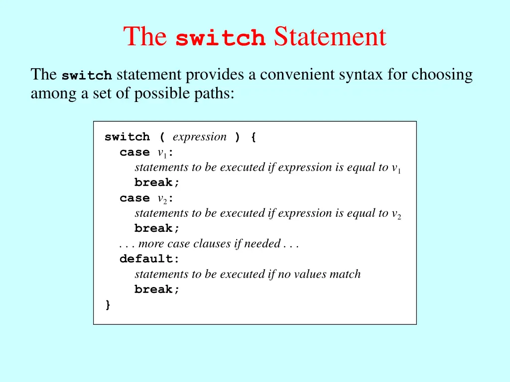 the switch statement