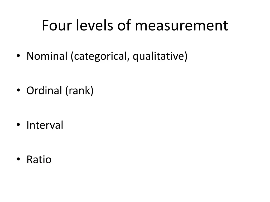 four levels of measurement