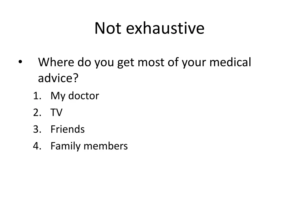 not exhaustive