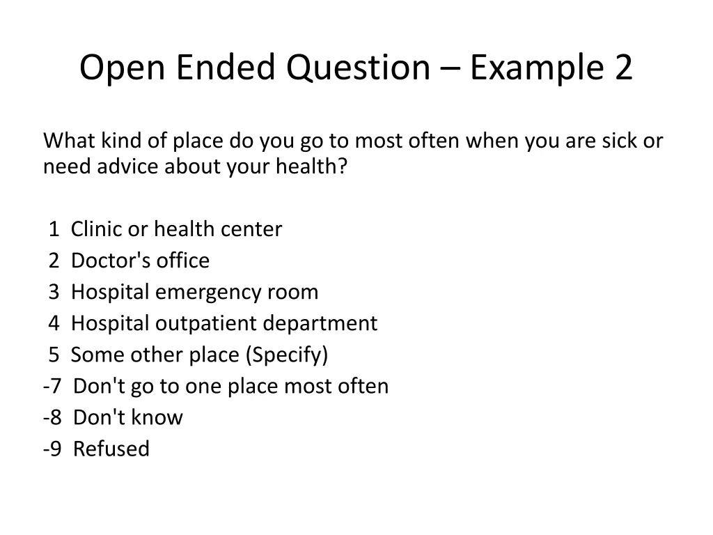 open ended question example 2