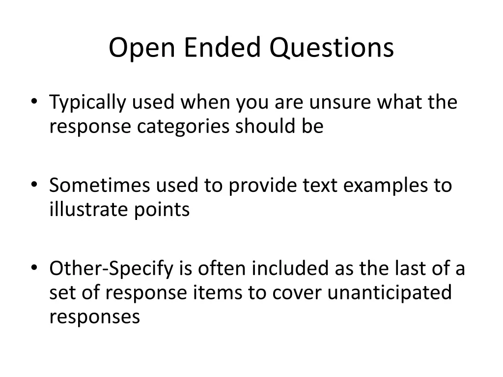 open ended questions
