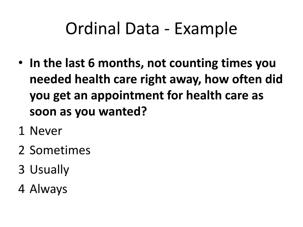 ordinal data example