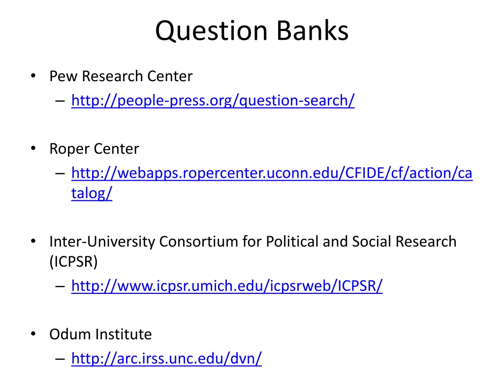 question banks