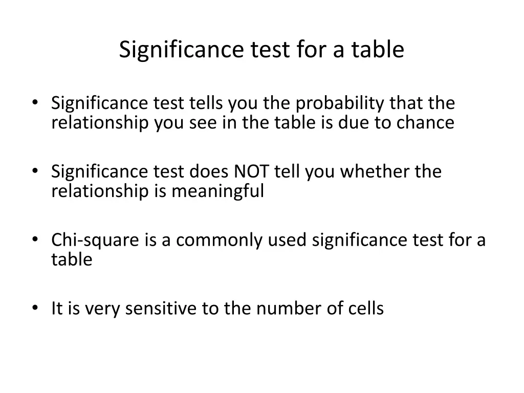 significance test for a table