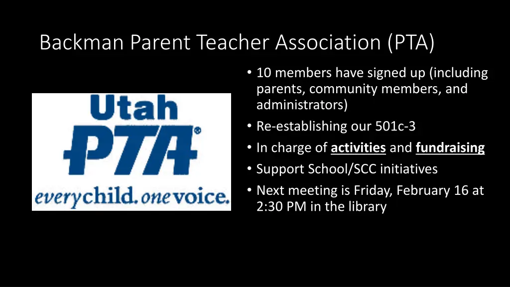 backman parent teacher association pta