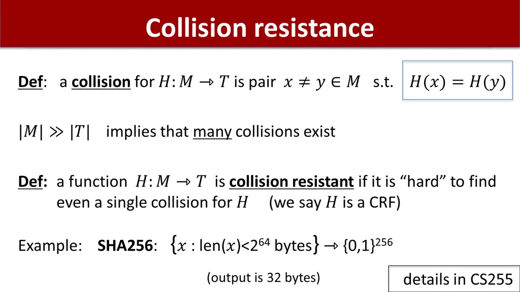 collision resistance