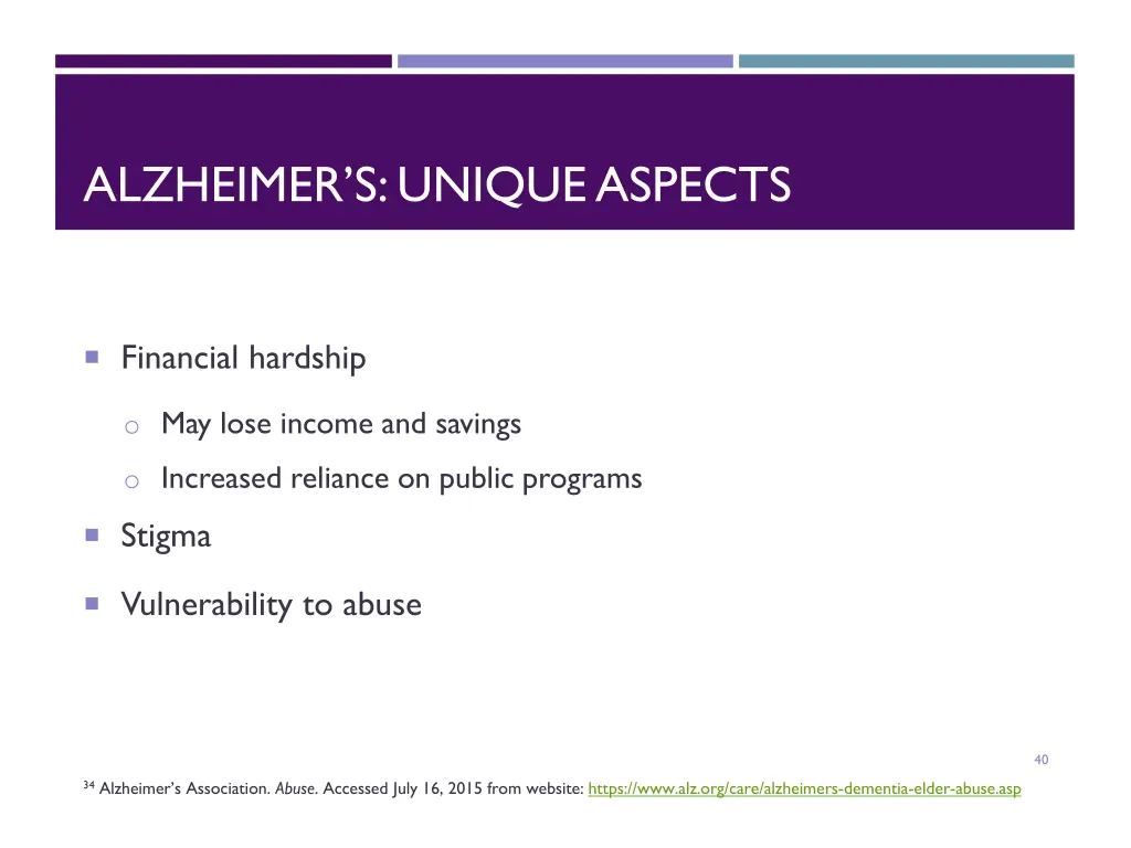 alzheimer s unique aspects