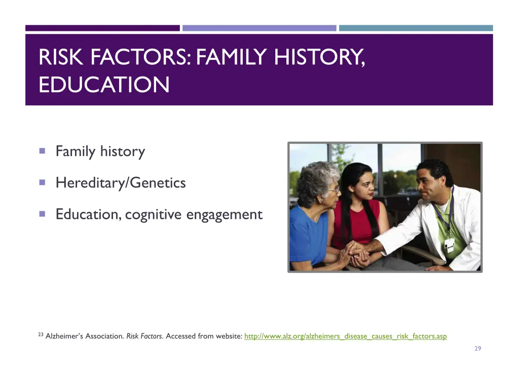 risk factors family history education