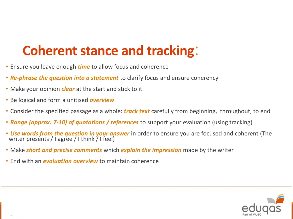 coherent stance and tracking ensure you leave