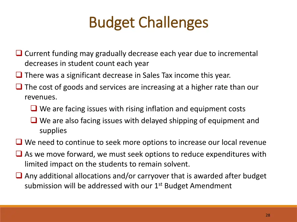 budget challenges budget challenges