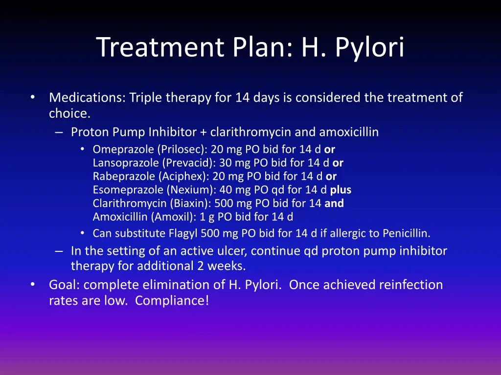 treatment plan h pylori