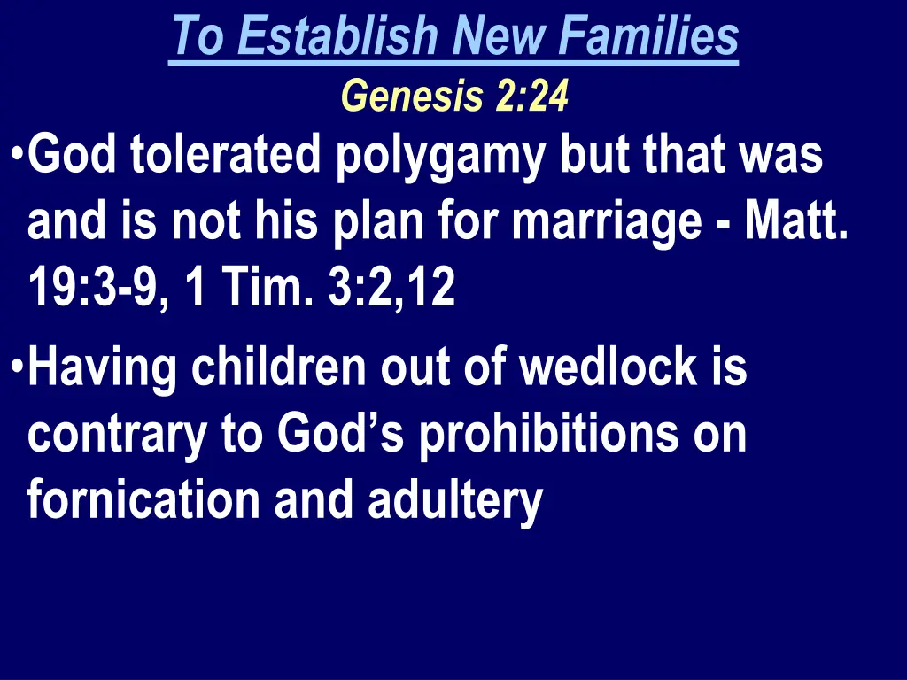 to establish new families genesis