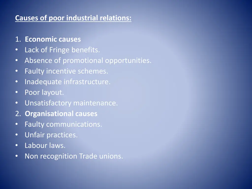 causes of poor industrial relations