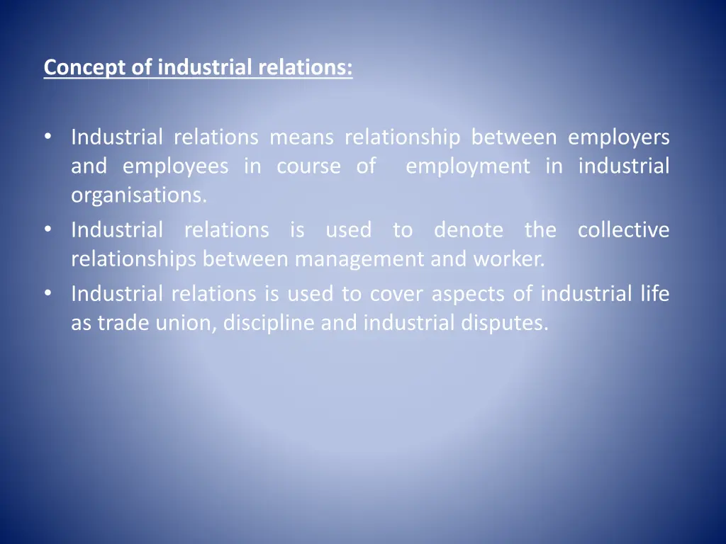 concept of industrial relations