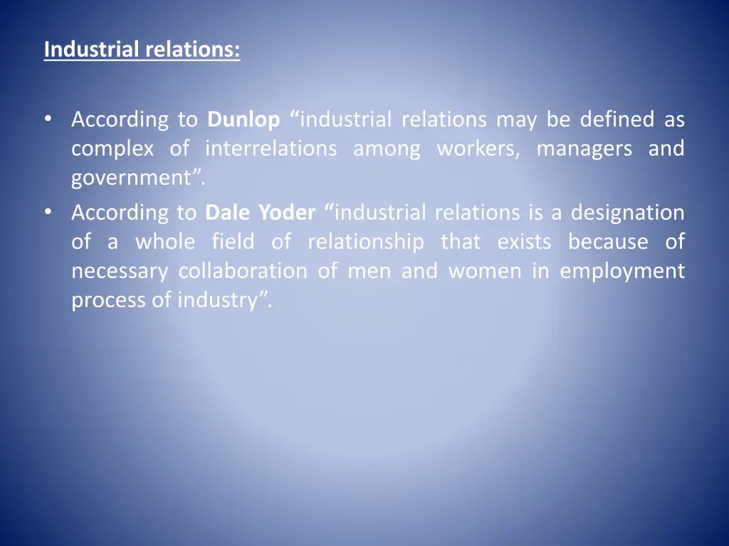 industrial relations