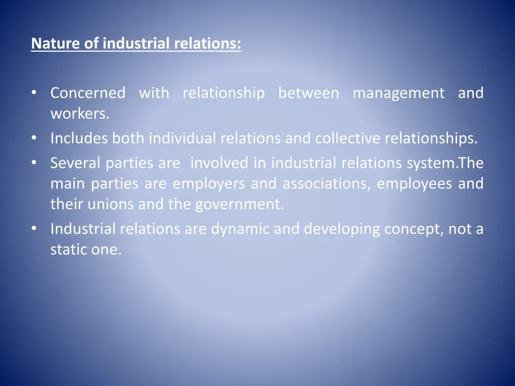 nature of industrial relations
