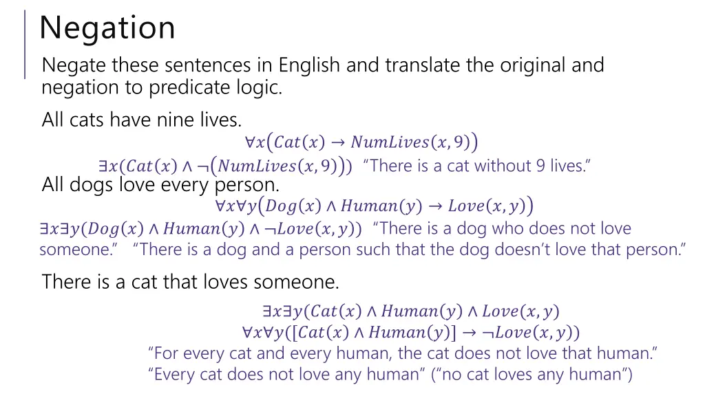 negation negate these sentences in english