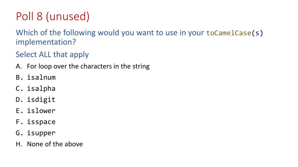 poll 8 unused