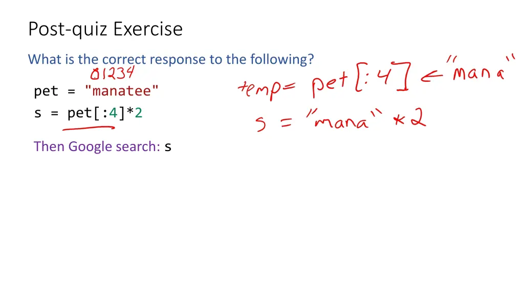 post quiz exercise