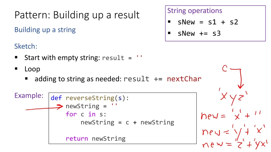 string operations snew s1 s2 snew s3 1