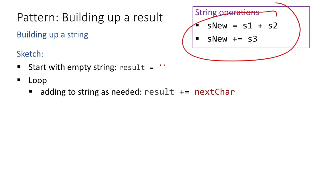 string operations snew s1 s2 snew s3