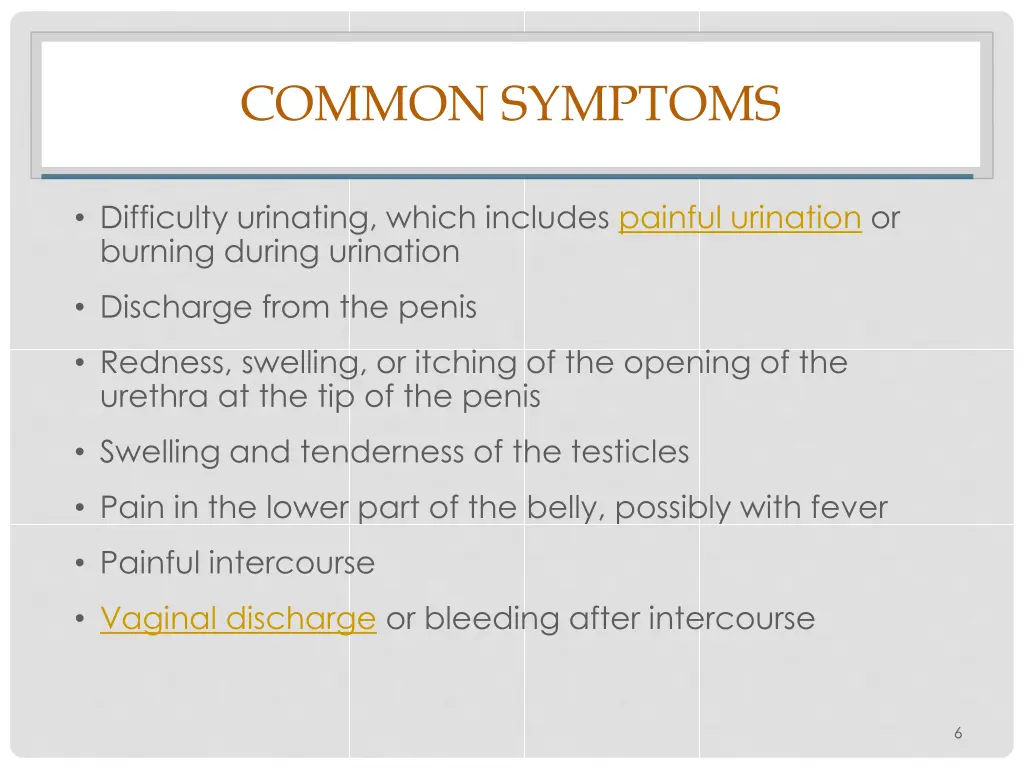 common symptoms