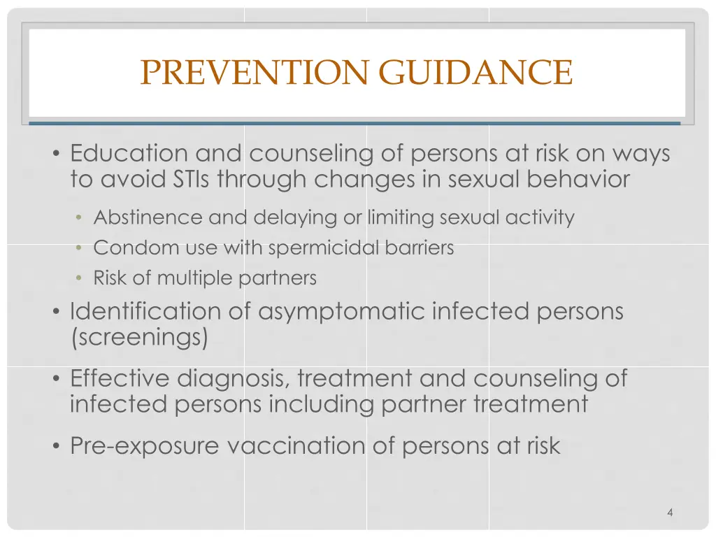 prevention guidance